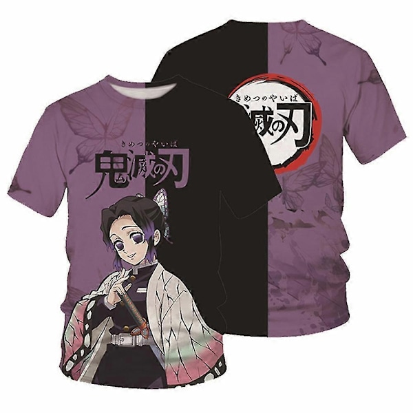 Demon Slayer Anime Manga Unisex T-shirt med korte ærmer - Rund hals, 3D-trykt T-shirt til fans - Perfekt Kochou Shinobu M