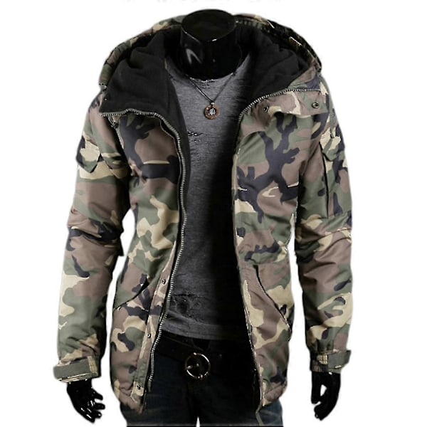 Mænds Vinter Camo Løstsiddende Bomuldsjakke-Perfet army green camouflage m