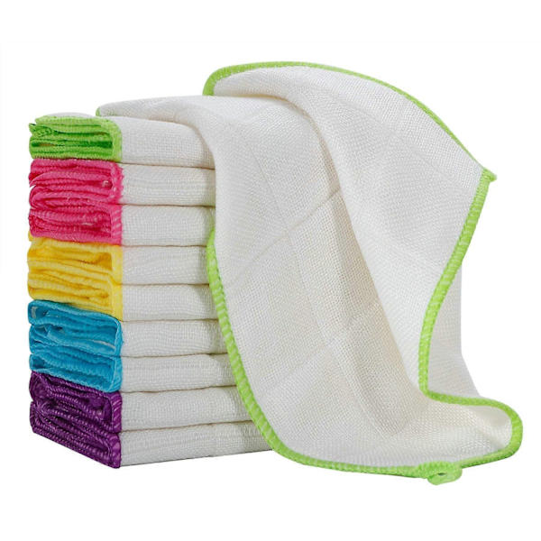 10-pack Bambu Disktrasor Köksdukar för Rengöring Disktrasor Tvättbara Absorberande Maskintvättbara, Slumpmässiga Färger-Perfekt