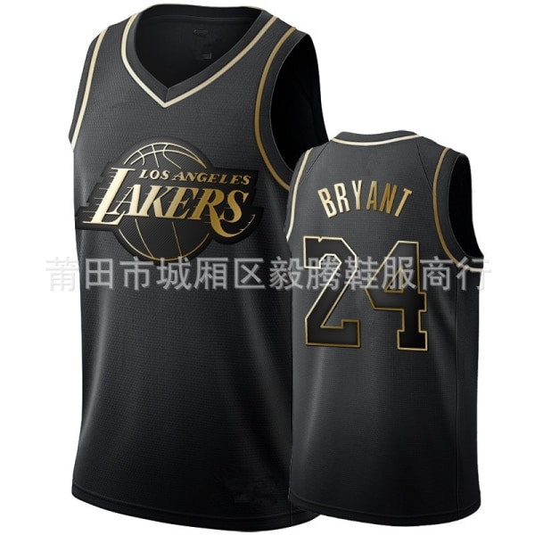 NBA Broderet Los Angeles Lakers Kobe Bryant trøje i sort guld V - Perfet XL