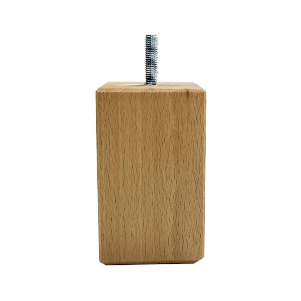 Møbelbein firkantet 5 x 5 cm, høyde 10 cm, laget av massivt tre (M8) - Sett med 4 (1 stk) - Perfet