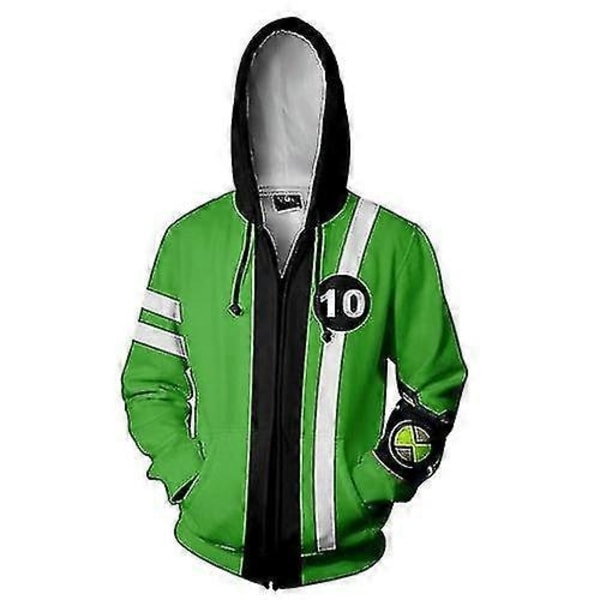 Game Ben 10 Alien Force Hoodie Halloween Cosplay Kostym Herr 3D Tryckt Höst Långärmad Huvad Jacka Dragkedja Sweatshirt - Perfekt 1 L