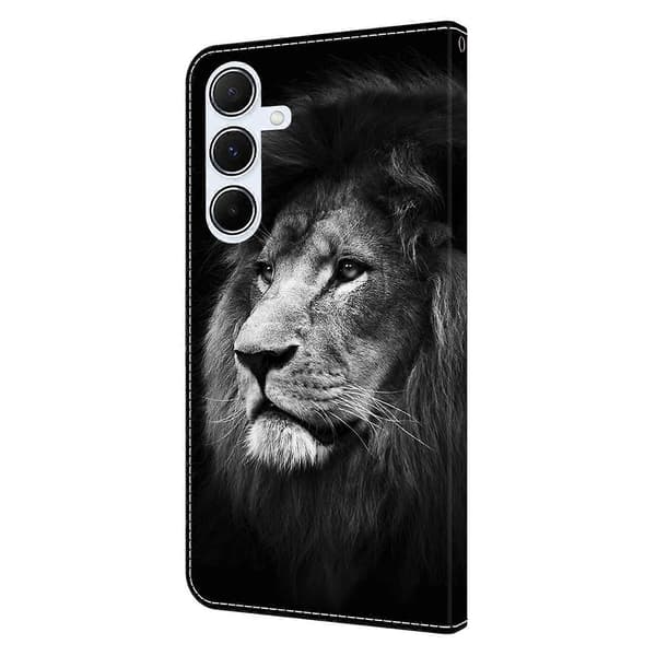 för Samsung Galaxy S24 FE Plånboksfodral Mönstertryck Ställ Läder Flip Telefonfodral - Perfekt Lion