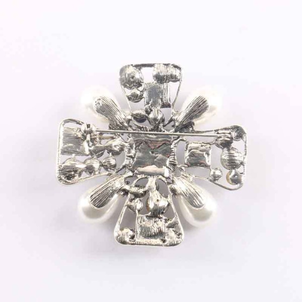 Retro Mode Rhinestone Peal Cross Shape Brosch Dam Bankett - Perfet 1pc