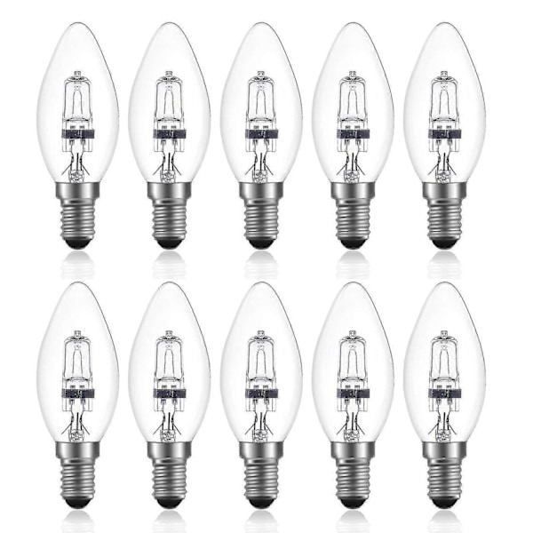 42w E14 C35 Dæmpbar Halogenpære Ac 220-240v Varm Hvid 2700k E14 Transparent Halogen Lyspære (10 stk.) - Perfekt