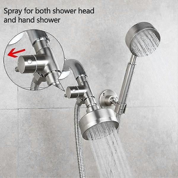 Dusjarm Omleder Ventil, Baderom Messing G1/2 3-veis Dusjsystem Komponent Erstatning for Håndholdt Fast Spray Dusjhode A-Perfet brushed
