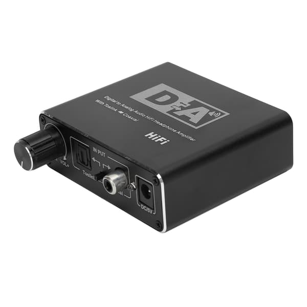 Digital til analog optisk fiberkonverter, volumkontroll koaksial til 51-kanals lydekoder, med USB-strøm og optisk fiberkabel