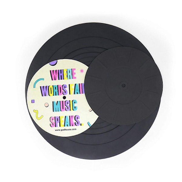 12 Tommers Platespiller Matte Gummi Silikon Pad for Alle LP Vinyl Platespillere - Perfekt black