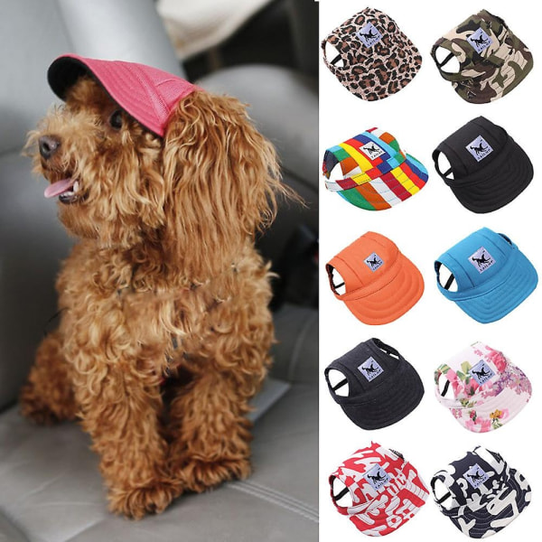 Pet Dog Baseball Cap Justerbar Solbeskyttelse Sport Visir Cap med Ørehull Hakestropp - Perfet Leopard Print M