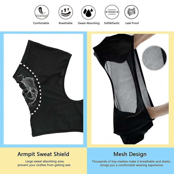 underarmsväst, andningsbar Sweat Guard underklädersväst, Tvättbara armhålsskydd, Tvättbara armhålsskydd - Perfet XL Black