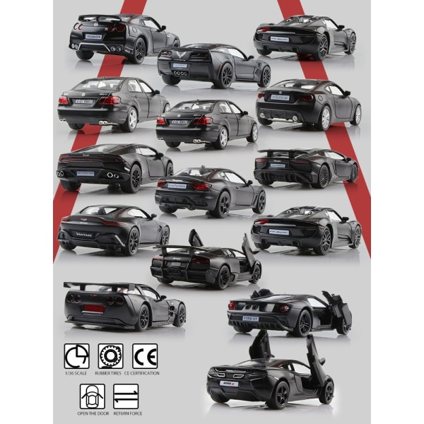Sportsbilsamling Modellgaver til barn Matt Svart Farge Series RMZ city 1/36 Alloy Diecasts Leketøy Kjøretøy TOYOTA McLaren - Perfet Benz E63 AMG