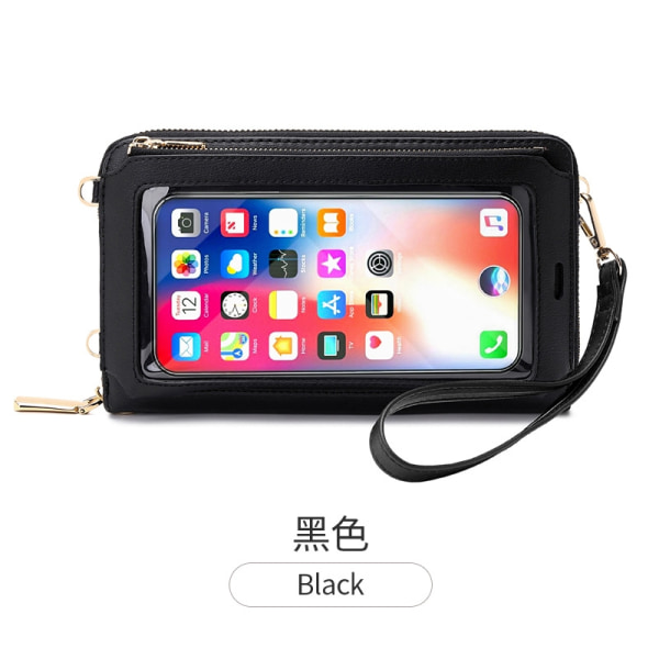 Lompakon kosketusnäytöllinen phone case Pitkä naisten lompakko - täydellinen Black