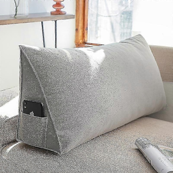 Triangulär Sängkilkudde, Ryggstöd Ryggstöd Läskudde - Perfekt Grey 80*35*20cn