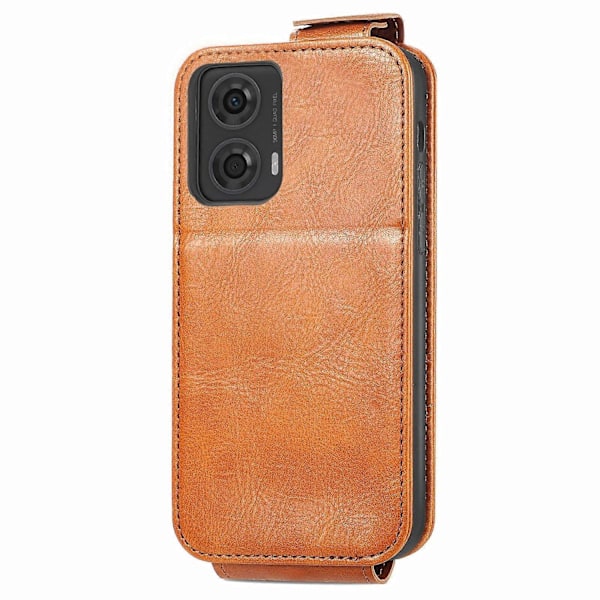 Plånboksfodral med dragkedja i läder för Motorola Moto G34 5G-Perfet Brown