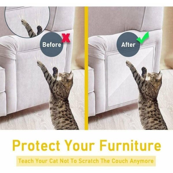 Anti-ripe for katter, 8 stk møbelbeskyttere, dobbeltsidig transparent anti-ripe for katter - sofa, dør, vegger - Perfet