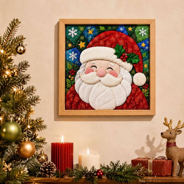 Kinusaiga Stofkunst-sæt | DIY 3D Jule-stofstemplingssæt til voksne Santa Claus
