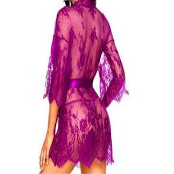 Kvinde Blonde Kimono Robe Babydoll Lingerie Mesh Natkjole-Perfet PURPLE XL