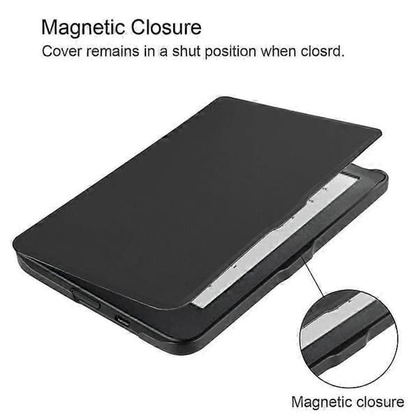 PU Lær Smart Magnetisk Flip-deksel Kompatibelt med Kobo Clara HD-Perfet Black