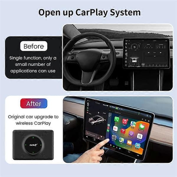 CARLINKIT CPC200-T2C (WIFI) Kompatibel med Tesla Model 3 / X / Y / S Trådlös Android Auto CarPlay Dongel WiFi Bluetooth Adapter-Perfekt