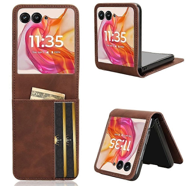 Läderfodral Kompatibelt med Motorola Razr 50 Ultra-Perfet Brown