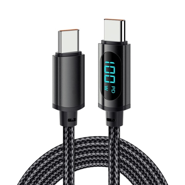 USB C - USB C -kaapeli 5A PD-100 W LED-näyttökaapeli Supernopea lataus Type-C -puhelimen nylon 480 Mbps