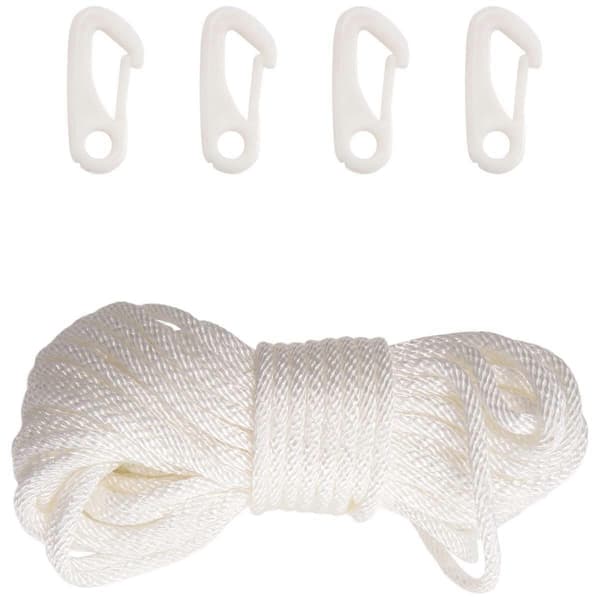 15 meter x 6,35 mm Flaggstangline med 4 stk. Flaggstangkroker, Utendørs Flaggstangtilbehør-Perfekt