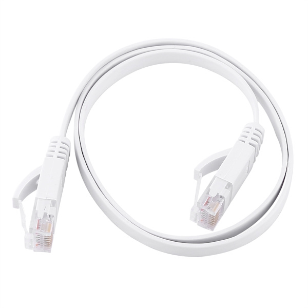 0,5 m hvit flat CAT6 Ethernet-kabel