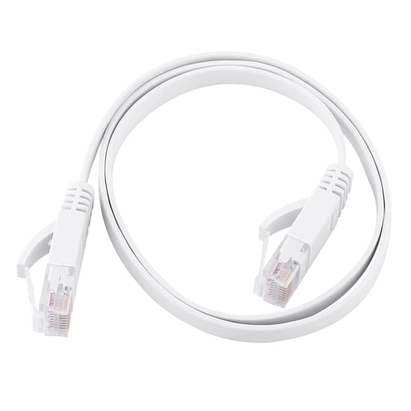 0,5 m valkoinen litteä CAT6 Ethernet-kaapeli