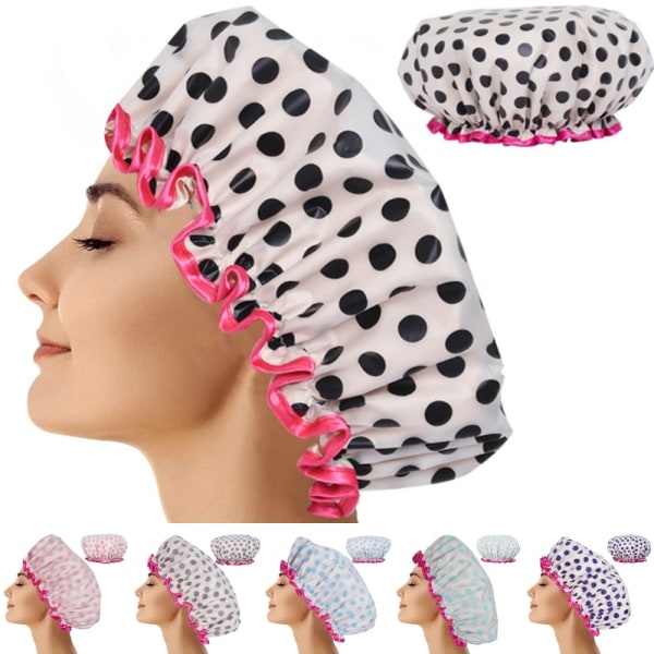 Kvinner Beauty Hut Dusj Caps Head Wrap Cover Hårhette - Perfet Purple Dots