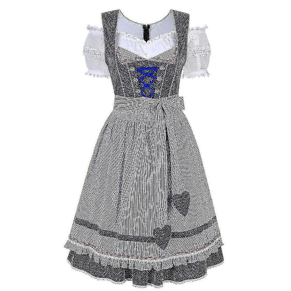 Dirndl Kjole Tysk Oktoberfest Bavarian Beer Wench Costume Maid Festival Party ZX - Perfet Dark blue L