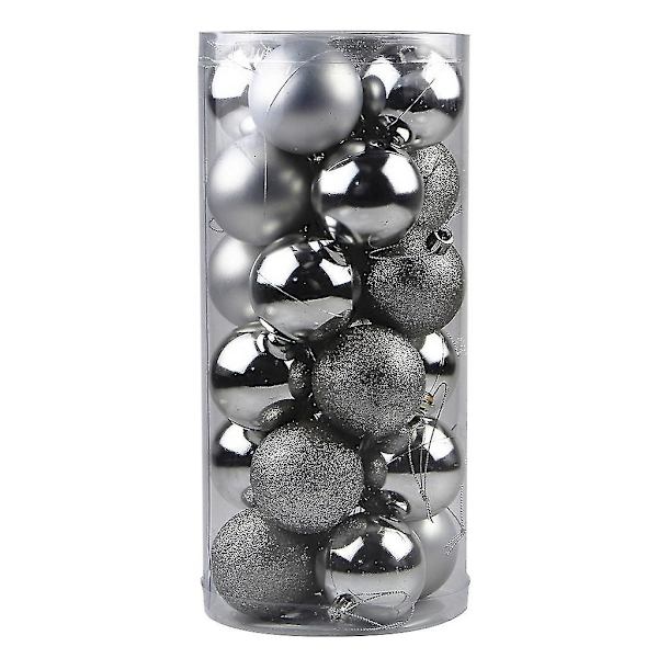 24 Julekugler i en Spand 6cm - Perfekt Silver