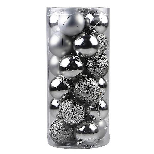 24 Julgranskulor i en hink 6cm - Perfekt Silver