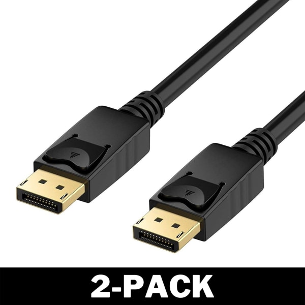 DisplayPort til DisplayPort-kabel 4K 1080p 1,8M Sort - Perfet 2-Pack