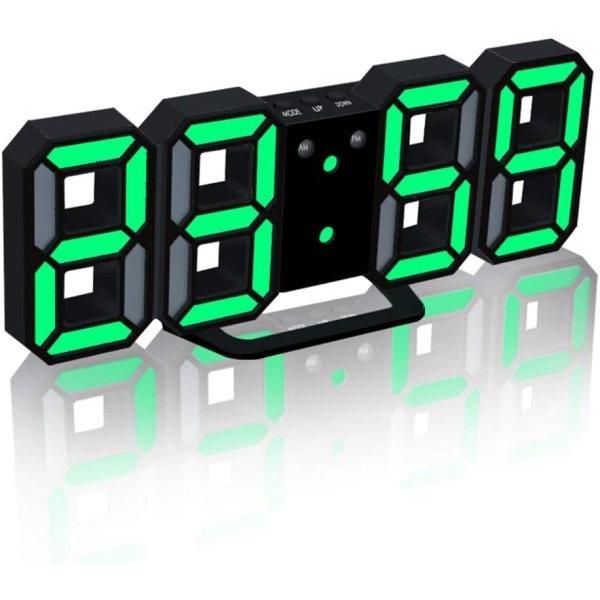 3D digital väckarklocka LED-väggklocka med 3 justerbara ljusstyrkanivåer