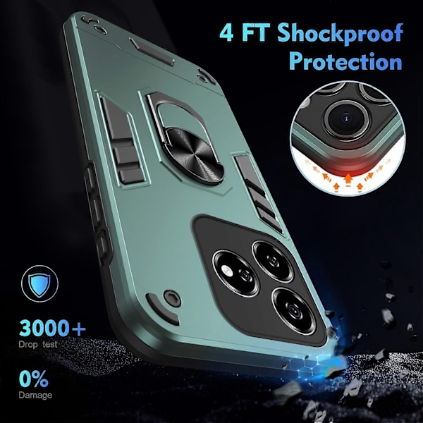 Stöttåligt Telefonfodral med Metallringhållare - Perfet Green Compatible with Axon 60 Lite