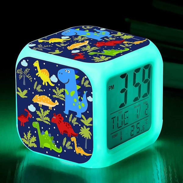 Herätyskello lapsille Pojille Lahjat Digitaaliset herätyskellot Led Night Glowing Cube -LCD-kello valolla C - Perfet