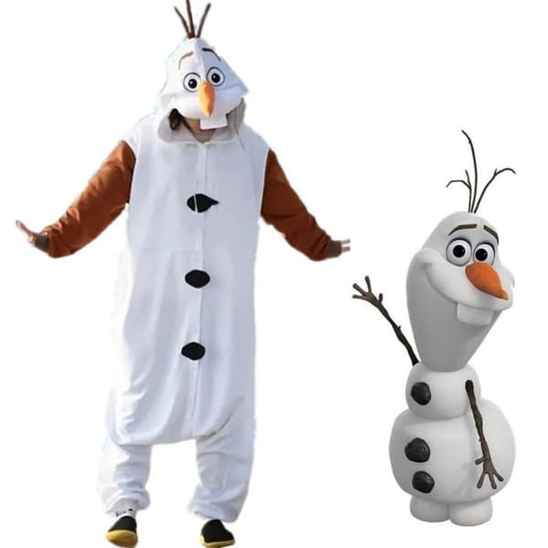 Olaf Frozen Vuxen Snögubbe Kostym Pyjamas Sovkläder-Perfekt M
