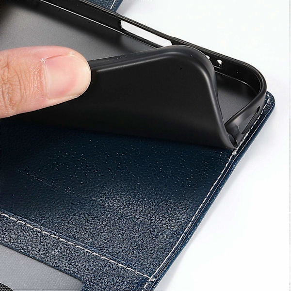 Kompatibel med Samsung Galaxy A24 4G (162.1 x 77.6 x 8.3mm) Fodral Läderlås Plånbok Ställ Telefonskal - Perfet Dark Blue