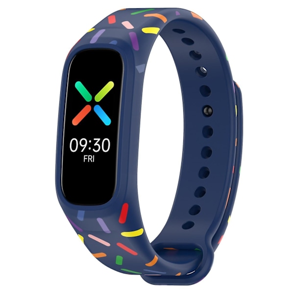 Integreret silikoneurrem til Oppo Band - Farverigt plettet armbånd - Perfekt Blue, Midnight Blue 0