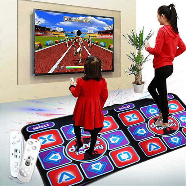 Dubbel Dansmatta Dubbelanvändare Trådbunden Dansmatta Spel Halksäker med 2 Fjärrkontroller-Perfekt