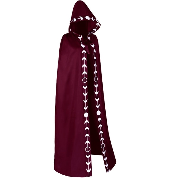 Unisex oon Phases Broderi Hættekappe Eastern Medieval Renaissance Long Cape - Perfet red M