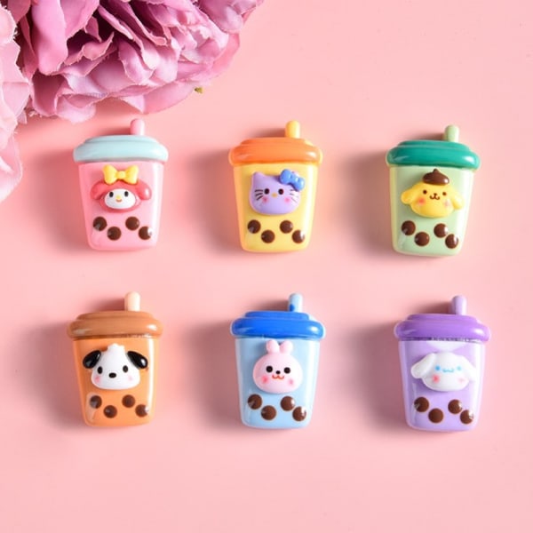 10 stk Kawaii Sanrios Cartoon Milk Tea Cup Series Resin Patch - Perfet A12