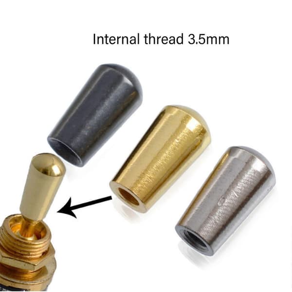 Gitarr Toggle Switch Selector Tip 3-vägs Toggle Switch Knoppar Tip Caps Intern Gänga Elgitarr Knoppar Tip Knappar Svart-Perfet Black