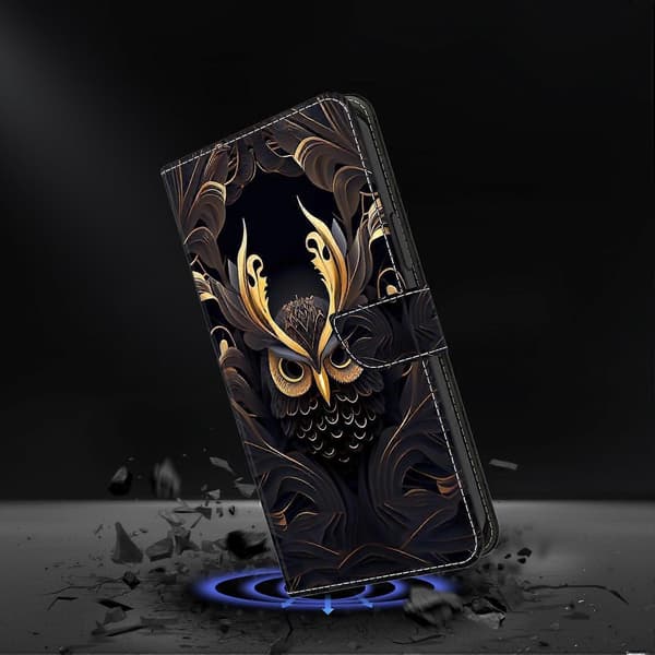 Kompatibel med Pixel 10 Pro XL Plånboksfodral Mönstertryck PU Läder Flip Ställ Telefonskal - Perfet Owl