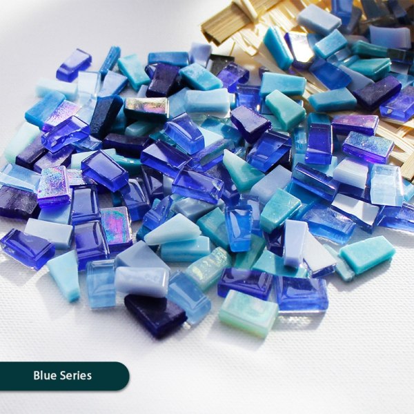DIY mosaikkfragmenter Uregelmessig formet håndlaget steinjade - Perfet Blue Series