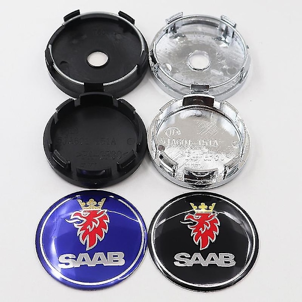 4 stk. 56mm 60mm Saab 9-3 Bilhjul Center Hub Cap Auto Fælg Refit D- Dæksler Sticker Styling Tilbehør-Perfekt SAAB 60 black