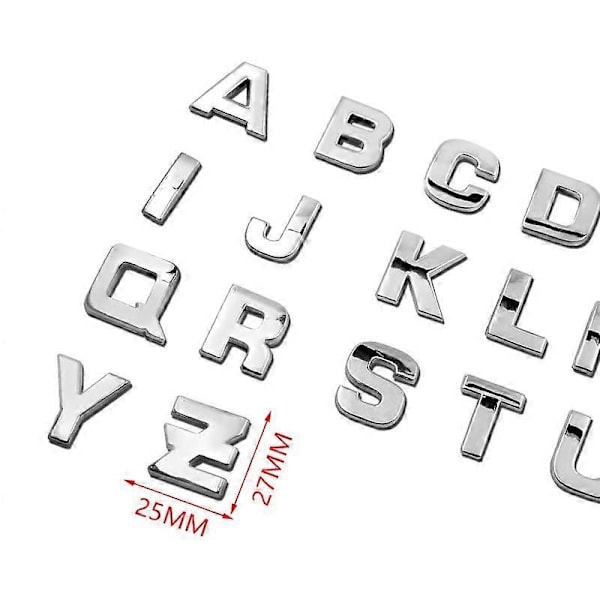3D Metallinen Aakkoshopea Merkki Kromi Hopea Kirjaimet Numerot Logo Autotarrat Autotarrat - Perfet T