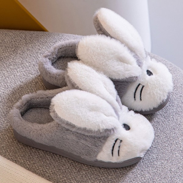 Barn Søt liten kanin Plysj bomullstøfler Cartoon Warm - Perfet Gray 32