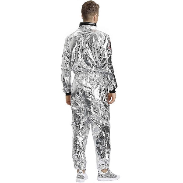 Halloween Astronaut Hopeaspaceman Cosplay-asu Avaruuspuku Miehille Naisille Haalarit Halloween Karnevaali Pukeutumislahja Puku-Perfet Kids helmet One Size