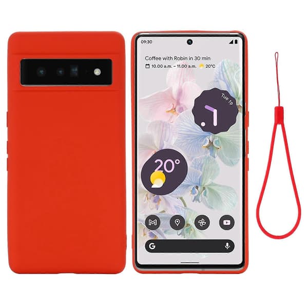 för Pixel 7 Pro Ren Färg Flytande Silikon Stötsäkert Mobilskal - Perfekt Red
